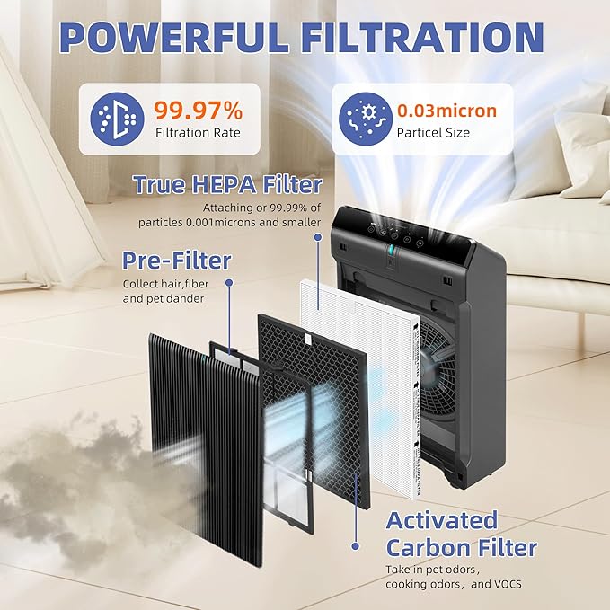 5510 5520 HEPA Air Purifier Filter Q Replacement for Winix 5510 5520 Plasmawave Air Purifier H13 True HEPA Carbon Filter,# 1712-0123-00,1 Set