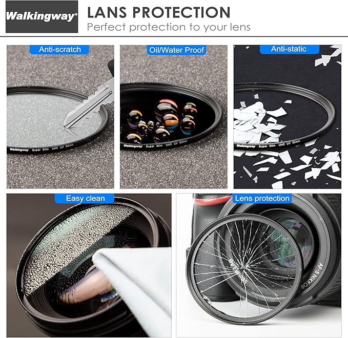 Walking Way 49mm MC UV Filter 32 Layer Multi Coating Ultraviolet UNC UV Filter MRC Nano Coated Camera Lens Filter for Canon Nikon Sony DSLR (49MM)