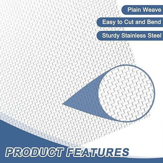 uxcell 16 Mesh 79" x 12" Woven Wire Mesh, 304 Stainless Steel Air Vent Filter Screen, Window Screen Mesh for DIY Projects Vents Cover Filtration Animals Fence
