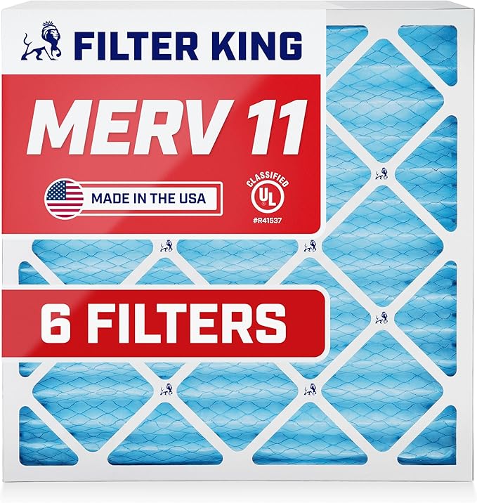 Filter King 21x23x1 Air Filter | 6-PACK | MERV 11 HVAC Pleated A/C Furnace Filters | MADE IN USA | Actual Size: 21 x 23 x .75"