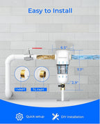 Waterdrop Spin Down Sediment Filter, Reusable Whole House Water Filter System, Flushable Pre-Filter System for City/Well Water, 50 Micron, 1" MNPT + 3/4" FNPT, WD-PF01