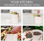 Beautiful Kitchen Compost Bin with Smell Proof Lid - Rust Proof and Odorless Compost Bucket for Your Countertop with No Smell Filters - Easy to Clean 1.1 Gallon Bin Looks Great On Any Kitchen Counter