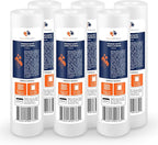 Aquaboon 1 Micron Whole House Sediment Filter 10 x 2.5 for RO & Well Water Filters Replacement Cartridges Compatible with AP110, WHKF-GD05, 6 Pack