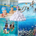 QwayHome 3.1 lbs Pool Filter Balls, Reusable Filter Sand Balls for Above Ground Pool Sand Pump, Pool Filter Sand Alternative, Eco-Friendly Fiber Filter Balls, Replace 110 lbs Filter Sand, White