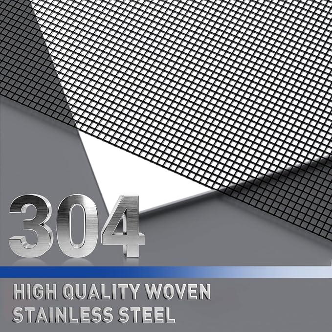 MAGZO 304 Stainless Steel Mesh Screen Roll 35in x 16ft - 22 Mesh Pet Proof Metal Window Screen Replacement, Screen Door Mesh for Patio,Porch,Pet,Cage,Vent Cover,Filter,Gutter Guard,Rodent Protection
