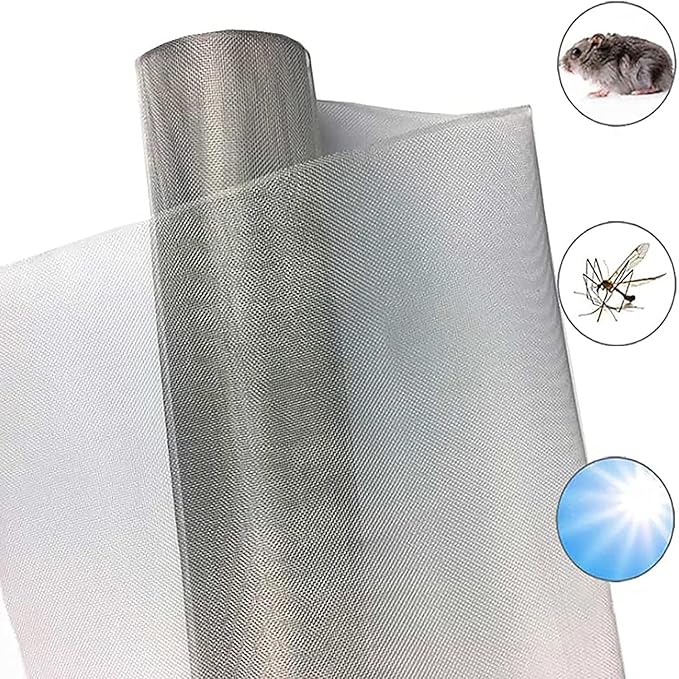 Stainless Steel Woven Wire Mesh 304 Stainless Steel Mesh Sheet 40 Mesh Woven Wire Mesh Tear Resistant Rodent Control Garden Insect Screen for Vent, Filter, Airbrick - Hole 0.5mm (S