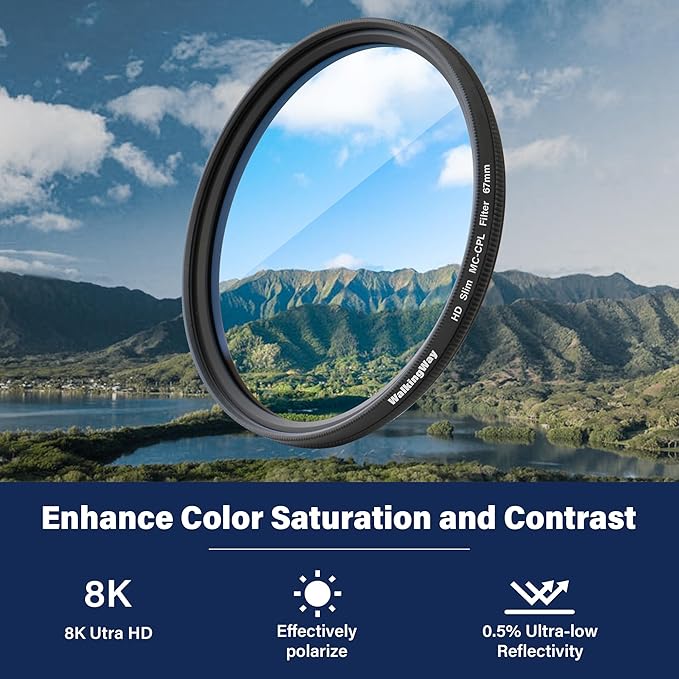 Walking Way 67mm Circular Polarizing Filter Ultra-Slim MC CPL Filter Optical Glass Circular Polarizer Filter for Camera Lens