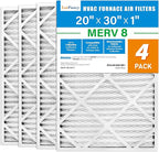 LotFancy 20x30x1 Air Filter MERV 8 4-Pack, Electrostatic Pleated Furnace & AC Filter, Captures Dust, Pet Hair, Pollen, Actual Size: 19.75"x29.75"x0.75"