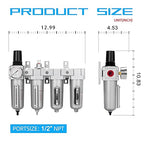 NANPU 1/2" NPT Industrial Grade 4 Stage Air Drying System - Particulate Filter, Coalescing Filter, Double Desiccant Dryers & Air Regulator, Metal Bowl, Auto Drain, for Paint Spray＆ Plasma Cutter