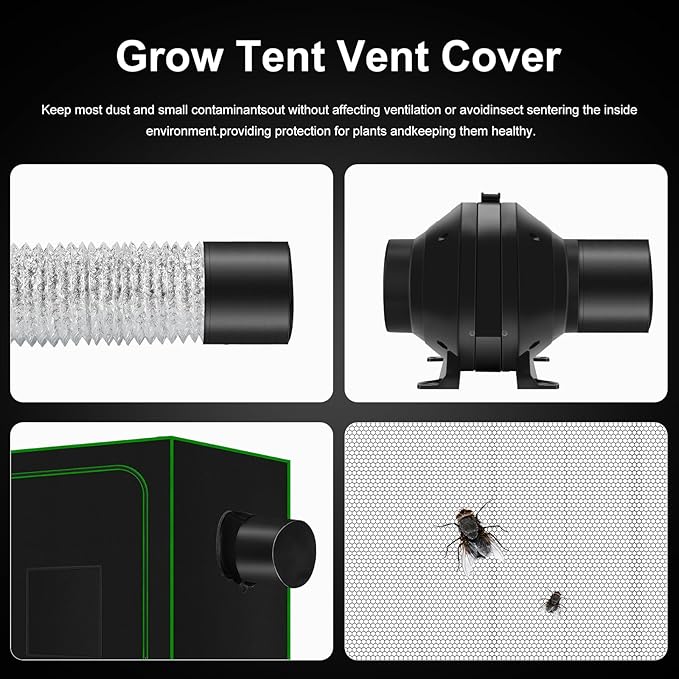 MELONFARM 4 inch Air Carbon Filter Smelliness Control with Australia Virgin Charcoal, Built-in 14cm Fan Low Nois and Speed Controller, Smelliness Scrubber for Inline Duct Fan, Grow Tent 4" x 12.6"