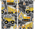 Kids Construction Excavator Window Curtains, Yellow Excavator Transporter Truck Cartoon Vehicles Rod Pocket Decorative Window Curtain for Children Teens Room 72x63in (30% Blackout)