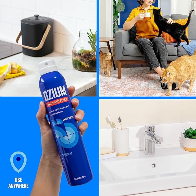 Ozium 8 Oz. Air Sanitizer & Odor Eliminator for Homes, Cars, Offices and More, Vanilla Scent, Pack of 2