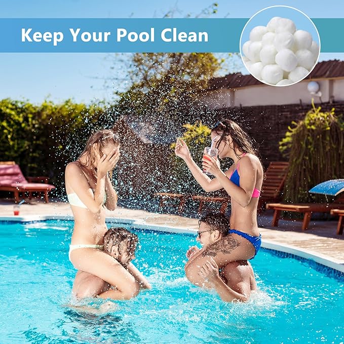 3.08 lbs Pool Filter Balls for Sand Filter Pump, Dry Filter Sand Balls, Eco-Friendly Reusable Swimming Pool Filter Media for Above Ground Pool Pool, Aquarium, Fish Tanks, Filter Pumps