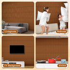Nuanchu 32 Pcs 3D Slat Wall Panels 12 x 12 Inch PVC Fluted Textured Panel Cuttable Paintable DIY Wall Art Decorative Tiles for Ceiling Studio Bathroom Interior TV Background (Teak Grain)