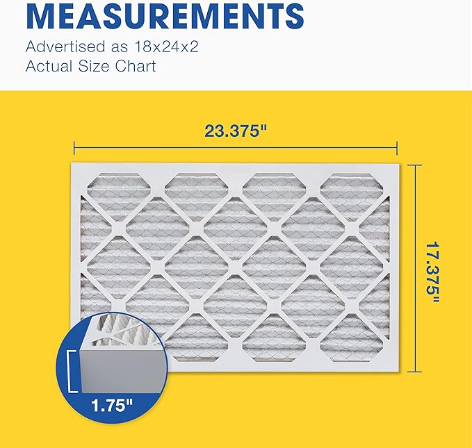 Aerostar 18x24x2 Air Filter MERV 13 (Removes Viruses, Bacteria, Mold, Pollen, Dander, Dust, Smoke & Germs) - Electrostatic MPR 1500-1900 & FPR 10 - Pleated HVAC AC Furnace Air Filters - Pack of 6