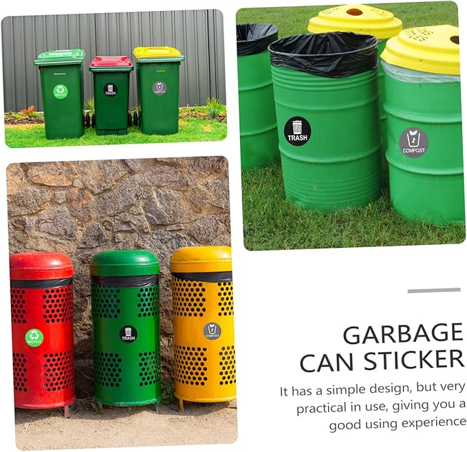 9pcs Trash Can Classification Stickers Decals for Trash Sorting for Home Recycling Bins