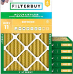 Filterbuy 20x22x2 Air Filter MERV 11 Superior Pet & Allergy Defense (6-Pack), Electrostatic Pleated HVAC AC Furnace Filters Replacement, Made in USA (Actual Size: 19.50 x 21.50 x 1.75)