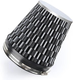 6" 152mm Cold Air Intake Filter Clamp-On Replacement High Flow Inlet Air Filter High Performance Washable Cone Filter 7" Tall Carbon Fiber Pattern