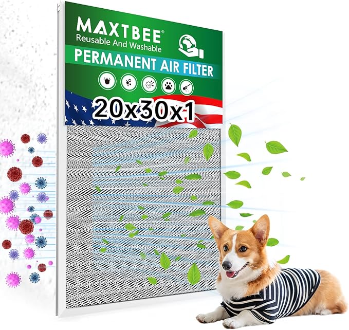 20x30x1 Air Filter Electrostatic Filter Reusable Washable HVAC AC Furnace Filter,MERV 8,Lasts a Lifetime, Healthier Home or Office(Actual Size:19.75x29.65x0.8 Inch)