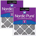 Nordic Pure 16x25x1 (Actual Size: 15 1/2 x 24 1/2 x 3/4) Furnace Air Filters MERV 8 Pleated Plus Carbon 2 Pack