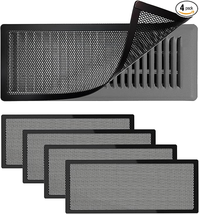 4 PCS Magnetic Vent Covers - 5.5"x12" Magnetic Air Vent Screen - for Floor/Wall/Ceiling Registers - Easy Install, Secure Fit - Durable(Fits Registers 5.5" to 6.5" Wx 12" to13" L)