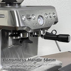 Bottomless Portafilter 58mm, 2 Ears Stainless Steel Bottomless Naked Portafilter Compatible Espresso Portafilters Coffee Wooden Coffee Handle Cup Filter Basket (Plastic material)