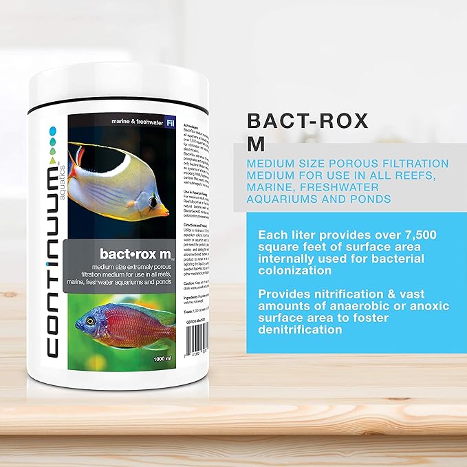 Continuum Aquatics Bact Rox M - Porous Biological Filter Media for use in Ponds, Reefs, Marine, and Freshwater Aquariums, Medium, 250 ml
