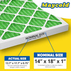 Maycold MERV 13 14x18x1 Air Filter (6-Pack), High-Efficiency Pleated AC & Furnace Filters, Actual Size: 13.70” x 17.70” x 0.75”, Individually Wrapped in Plastic