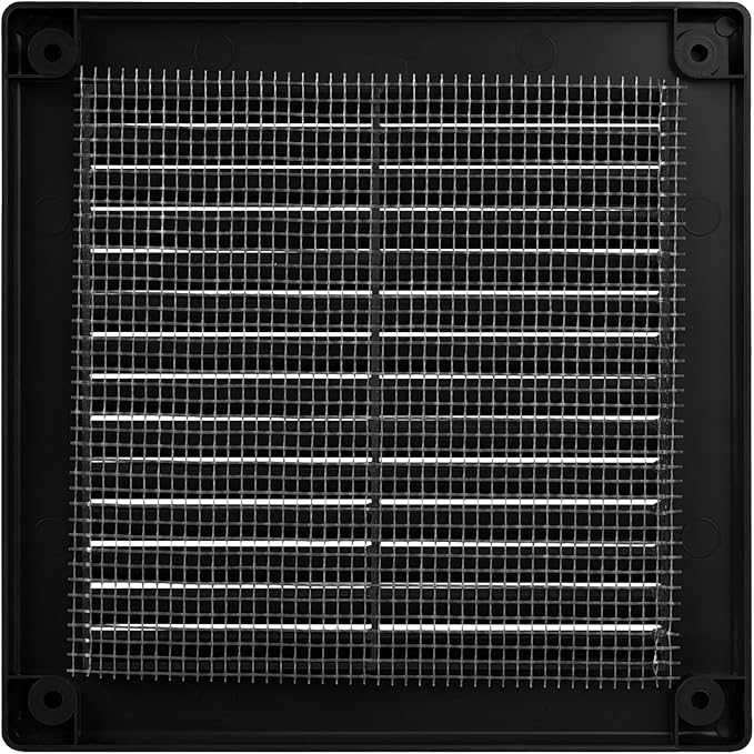 Vent Systems 4.5" x 4.5" Inch (Opening Dimensions) Plastic Black Soffit Vent Cover - Flat Square Air Vent Grille - Air Vent Deflector - HVAC 5.9" x 5.9" Inch (Overall Dimensions)