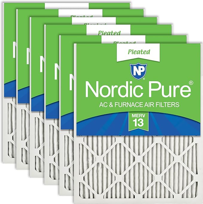 Nordic Pure 16x20x1 (Actual Size: 15 1/2 x 19 1/2 x 3/4) Pleated MERV 13 Air Filters 6 Pack