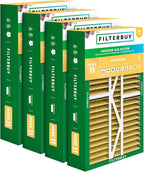 Filterbuy 16x25x5 Air Filter MERV 11 Superior Pet & Allergy Defense (4-Pack), Pleated HVAC AC Furnace Filters for Amana, Coleman, Goodman, Maytag, York, and More (Actual Size: 15.38 x 25.50 x 5.25)