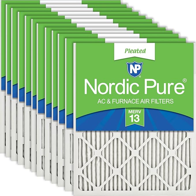Nordic Pure 12x24x1 (Actual Size: 11 1/2 x 23 1/2 x 3/4) Pleated MERV 13 Air Filters 12 Pack