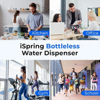 iSpring Bottleless Water Dispenser with Built-in 4-Stage Filtration, Chloramine Removal, Water Cooler Dispenser - Hot, Cold, Room Temp, Self Cleaning, Stainless Steel, Silver, Model: DS4S-NC