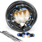 iRuiZhe Misting Cooling System Kit 26.2FT(8M) MistingLine DIY Outdoor Mist Cooling Kit +11 Brass Nozzles Garden Misting Irrigation System for Garden Greenhouse, Flower Bed,Patio,Lawn
