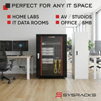 Sysracks 18U Wall Mount Server Rack Cabinet, 19” Locking Network Rack, 24” Deep, Glass Door, with Fan, PDU and Shelf