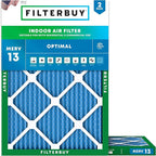 Filterbuy 19x20x1 Air Filter MERV 13 Optimal Smoke & Allergy Defense (2-Pack), Electrostatic Pleated HVAC AC Furnace Filters Replacement, Made in USA (Actual Size: 19.00 x 20.00 x 0.75)