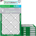 Filterbuy 8x30x1 Air Filter MERV 8 Essential Dust & Allergy Defense (6-Pack), Electrostatic Pleated HVAC AC Furnace Filters Replacement, Made in USA (Actual Size: 7.50 x 29.50 x 0.75)