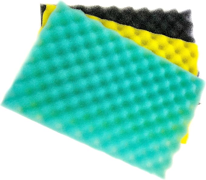 Wave Point Aquarium Bio Sponge Foam Filter Media Pad Cut-to-fit - Value Pack of Large DIY Poly Coarse Fine Foam Filter Pads Set for Aquarium Pond (1 Set - 7 PCS)