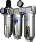 SUPER HEAVY DUTY HIGH FLOW AIR FILTRATION SYSTEM, 2 STAGE PARTICULATE FILTER PLUS OIL REMOVING COALESCING FILTER COMBINATION (1/2" NPT, MANUAL DRAIN)