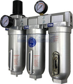 SUPER HEAVY DUTY HIGH FLOW AIR FILTRATION SYSTEM, 2 STAGE PARTICULATE FILTER PLUS OIL REMOVING COALESCING FILTER COMBINATION (3/4" NPT, MANUAL DRAIN)