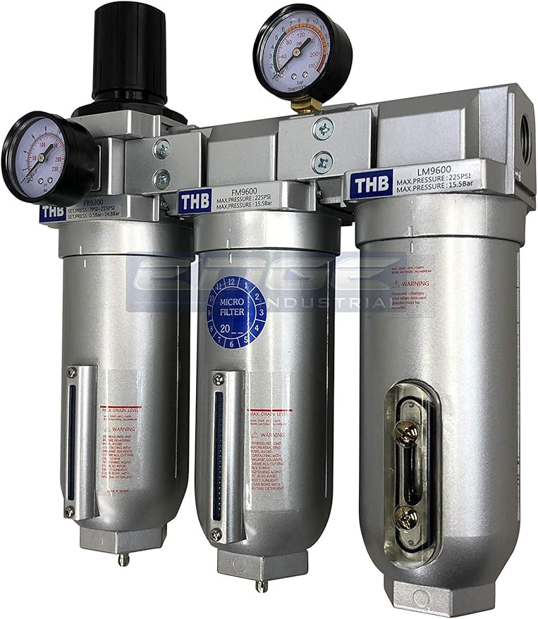 SUPER HEAVY DUTY HIGH FLOW AIR FILTRATION SYSTEM, 2 STAGE PARTICULATE FILTER PLUS OIL REMOVING COALESCING FILTER COMBINATION (3/4" NPT, MANUAL DRAIN)