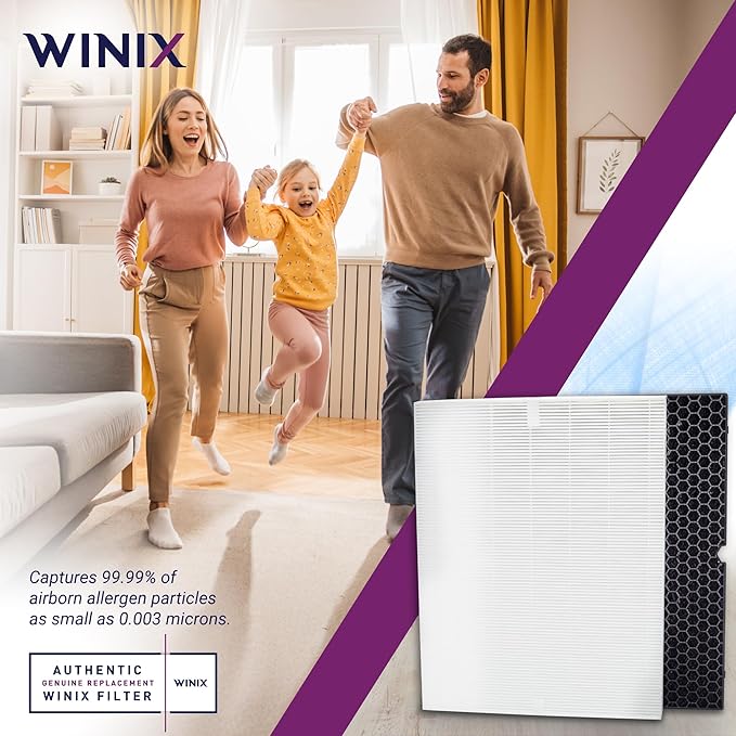 Genuine Winix 116130 Replacement Filter H for 5500-2 Air Purifier , 16.25"L x 12.5"W x 1.5"Th, White