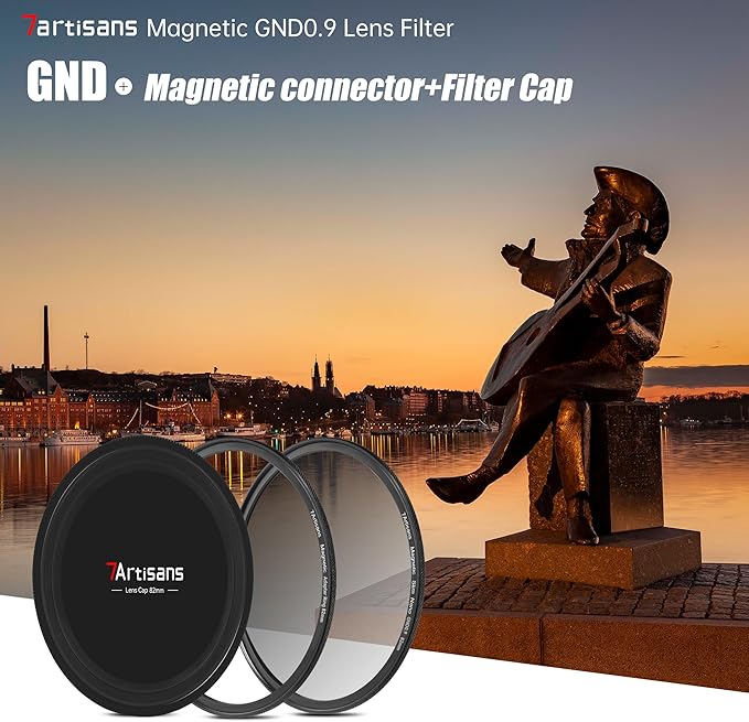 7artisans Nano Magnetic Filter UV Filter ND Light Reduction Filter/CPL Polarization Filter/GND Gradient Filter/Black Mist 1/4 Portrait Photography Filter Suitable for Lens(72mm GND0.9)