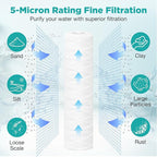 SimPure 5 Micron 10" x 2.5" String Wound Whole House Water Filter Cartridge for Well Water, Sediment Filter Replacement for Housing DB1025 AP110 (4 Pack)