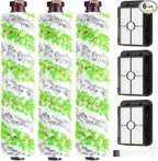 Brush Filter Replacement Compatible with Bissell CrossWave Pet Pro All in One, 3 Multi-Surface Brush Roll 1868 + 3 Vacuum Filter 1866 Vacuum Filter, Compare to Part 1608683, 160-8683, 1608684
