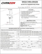 Chanzon SR560 (SB560) Schottky Barrier Rectifier Diodes 5A 60V DO-201AD (DO-27) Axial 5 Amp 60 Volt (Pack of 20 Pieces)