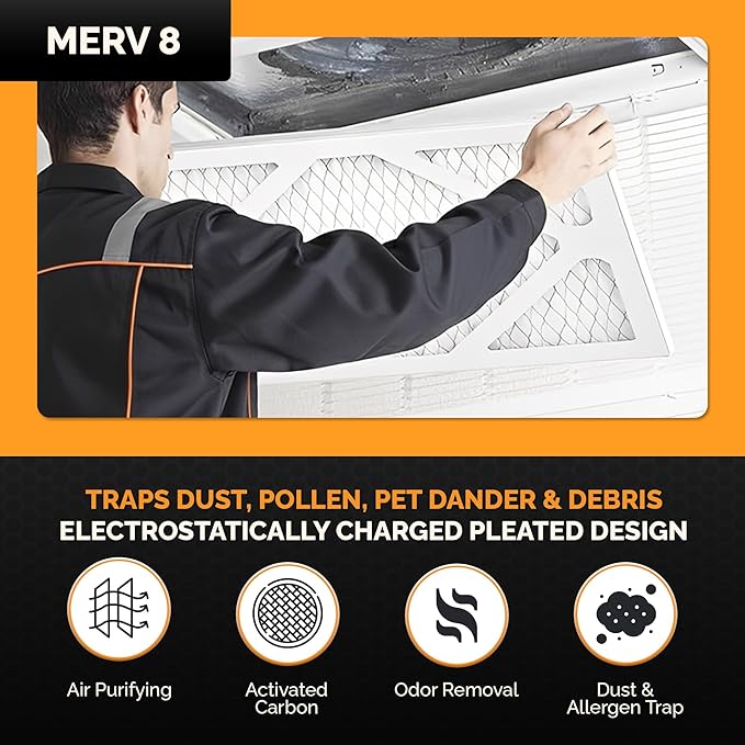 Tiger Tough 16x20x1 Air Filter MERV 8 MPR 600-800, High-Performance Pleated HVAC AC Furnace Filter Replacement for Home, 12-Pack