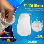 Aquatic Experts 7 Inch Filter Sock - 100 Micron Felt Filter Sock, Filter Socks for Saltwater Aquarium, Fish Tank Sump Filter Sock, Freshwater Aquarium Socks, Reef Filter Sock (7"x16", 2 Pack)