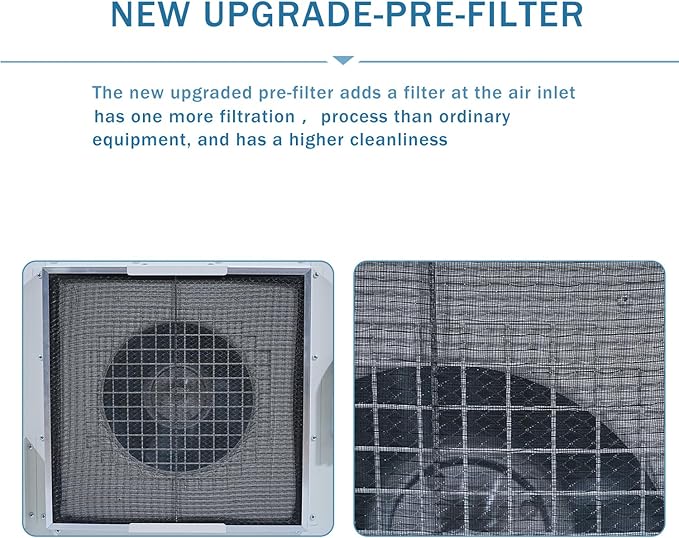 HEPA H14-Filter Laminar Flow Hood Updated FanFilter Unit（Include HEPA Filter）100/ISO Class 5 Cleanroom/Laboratory/Cleanroom/Mushroom Room, Laminar Air Flow Hood(46.2"x22.6"110V，Dual Machine)