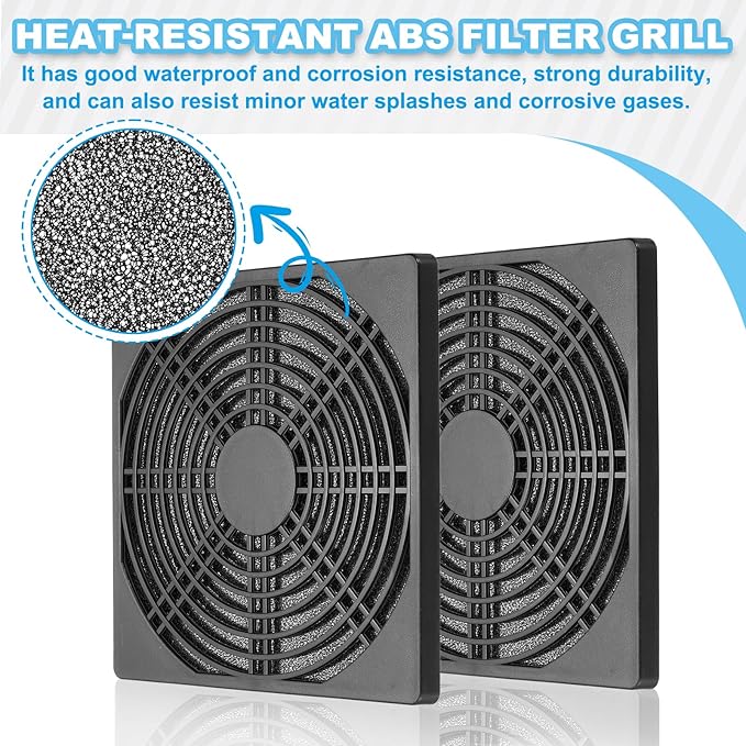 PATIKIL 150mm Fan Filter Grill, 3 Pcs Plastic Ventilation Dustproof Grill Cover Cooling Ventilator with Screws for Industry Workshop Computer Case Refrigerators Air Conditioning, Black